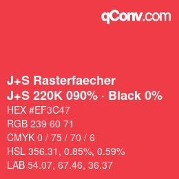 Farbcode: J+S Rasterfaecher - J+S 220K 090% · Black 0% | qconv.com
