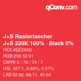 カラーコード: J+S Rasterfaecher - J+S 220K 100% · Black 0% | qconv.com