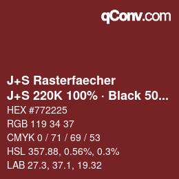 カラーコード: J+S Rasterfaecher - J+S 220K 100% · Black 50% | qconv.com
