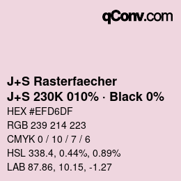 Code couleur: J+S Rasterfaecher - J+S 230K 010% · Black 0% | qconv.com
