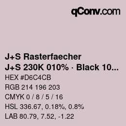 Farbcode: J+S Rasterfaecher - J+S 230K 010% · Black 10% | qconv.com