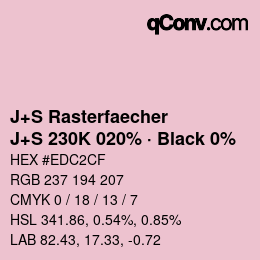 Farbcode: J+S Rasterfaecher - J+S 230K 020% · Black 0% | qconv.com