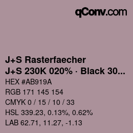 Farbcode: J+S Rasterfaecher - J+S 230K 020% · Black 30% | qconv.com