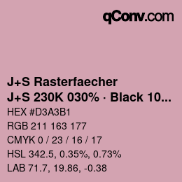 カラーコード: J+S Rasterfaecher - J+S 230K 030% · Black 10% | qconv.com