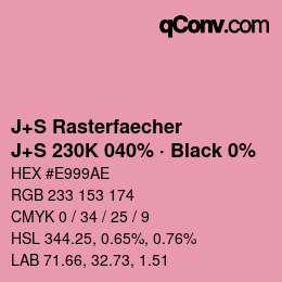 Code couleur: J+S Rasterfaecher - J+S 230K 040% · Black 0% | qconv.com