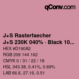 カラーコード: J+S Rasterfaecher - J+S 230K 040% · Black 10% | qconv.com