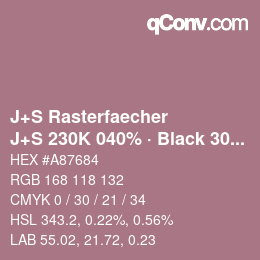 カラーコード: J+S Rasterfaecher - J+S 230K 040% · Black 30% | qconv.com