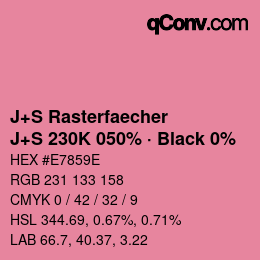 Farbcode: J+S Rasterfaecher - J+S 230K 050% · Black 0% | qconv.com