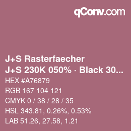 Farbcode: J+S Rasterfaecher - J+S 230K 050% · Black 30% | qconv.com