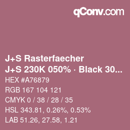 Code couleur: J+S Rasterfaecher - J+S 230K 050% · Black 30% | qconv.com