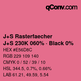 Farbcode: J+S Rasterfaecher - J+S 230K 060% · Black 0% | qconv.com