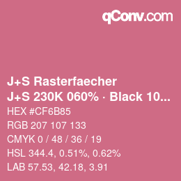 カラーコード: J+S Rasterfaecher - J+S 230K 060% · Black 10% | qconv.com