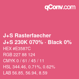 Farbcode: J+S Rasterfaecher - J+S 230K 070% · Black 0% | qconv.com