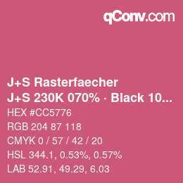 Farbcode: J+S Rasterfaecher - J+S 230K 070% · Black 10% | qconv.com