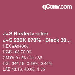 カラーコード: J+S Rasterfaecher - J+S 230K 070% · Black 30% | qconv.com