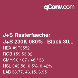 Code couleur: J+S Rasterfaecher - J+S 230K 080% · Black 30% | qconv.com