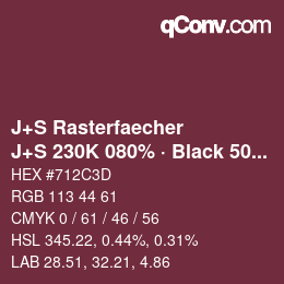 Farbcode: J+S Rasterfaecher - J+S 230K 080% · Black 50% | qconv.com