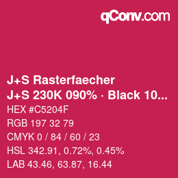 カラーコード: J+S Rasterfaecher - J+S 230K 090% · Black 10% | qconv.com