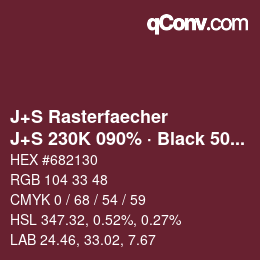 Code couleur: J+S Rasterfaecher - J+S 230K 090% · Black 50% | qconv.com