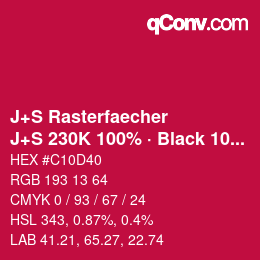 Farbcode: J+S Rasterfaecher - J+S 230K 100% · Black 10% | qconv.com