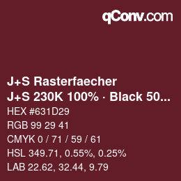 Code couleur: J+S Rasterfaecher - J+S 230K 100% · Black 50% | qconv.com