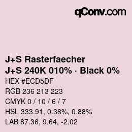 Farbcode: J+S Rasterfaecher - J+S 240K 010% · Black 0% | qconv.com