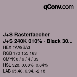 Farbcode: J+S Rasterfaecher - J+S 240K 010% · Black 30% | qconv.com
