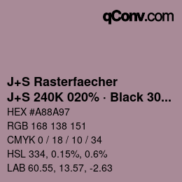 カラーコード: J+S Rasterfaecher - J+S 240K 020% · Black 30% | qconv.com