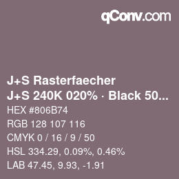 Code couleur: J+S Rasterfaecher - J+S 240K 020% · Black 50% | qconv.com