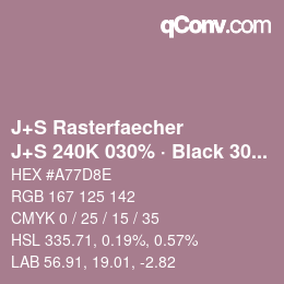カラーコード: J+S Rasterfaecher - J+S 240K 030% · Black 30% | qconv.com