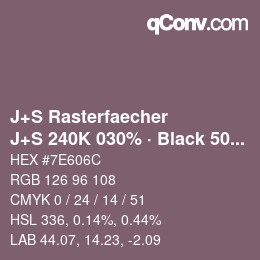 カラーコード: J+S Rasterfaecher - J+S 240K 030% · Black 50% | qconv.com