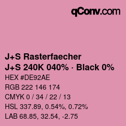 Farbcode: J+S Rasterfaecher - J+S 240K 040% · Black 0% | qconv.com