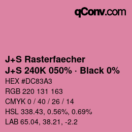 Code couleur: J+S Rasterfaecher - J+S 240K 050% · Black 0% | qconv.com