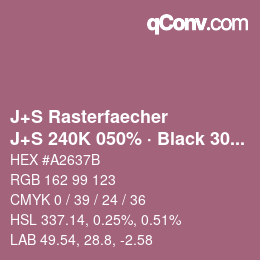 Farbcode: J+S Rasterfaecher - J+S 240K 050% · Black 30% | qconv.com