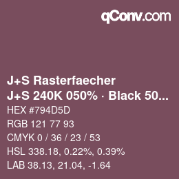 Farbcode: J+S Rasterfaecher - J+S 240K 050% · Black 50% | qconv.com