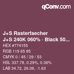 Code couleur: J+S Rasterfaecher - J+S 240K 060% · Black 50% | qconv.com