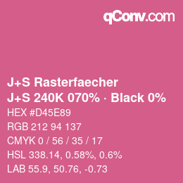 Farbcode: J+S Rasterfaecher - J+S 240K 070% · Black 0% | qconv.com