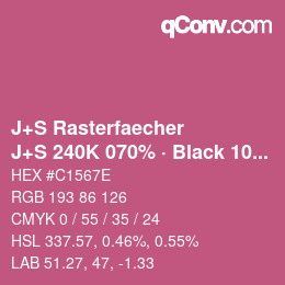 Farbcode: J+S Rasterfaecher - J+S 240K 070% · Black 10% | qconv.com