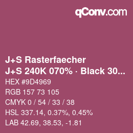 Code couleur: J+S Rasterfaecher - J+S 240K 070% · Black 30% | qconv.com