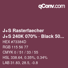 Farbcode: J+S Rasterfaecher - J+S 240K 070% · Black 50% | qconv.com