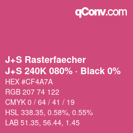 Farbcode: J+S Rasterfaecher - J+S 240K 080% · Black 0% | qconv.com