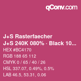 Code couleur: J+S Rasterfaecher - J+S 240K 080% · Black 10% | qconv.com