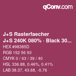 カラーコード: J+S Rasterfaecher - J+S 240K 080% · Black 30% | qconv.com