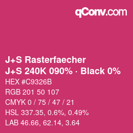 Farbcode: J+S Rasterfaecher - J+S 240K 090% · Black 0% | qconv.com