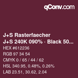 Farbcode: J+S Rasterfaecher - J+S 240K 090% · Black 50% | qconv.com
