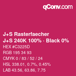 カラーコード: J+S Rasterfaecher - J+S 240K 100% · Black 0% | qconv.com