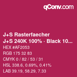 Farbcode: J+S Rasterfaecher - J+S 240K 100% · Black 10% | qconv.com
