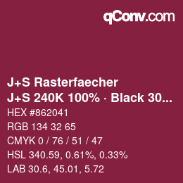 カラーコード: J+S Rasterfaecher - J+S 240K 100% · Black 30% | qconv.com