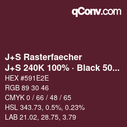 Farbcode: J+S Rasterfaecher - J+S 240K 100% · Black 50% | qconv.com