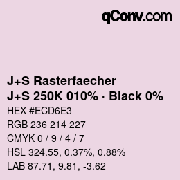 Farbcode: J+S Rasterfaecher - J+S 250K 010% · Black 0% | qconv.com